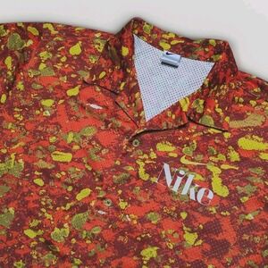 Nike Dri-Fit Men's XL Trek Divison Resort Orange Camo Button Shirt DR9966-832